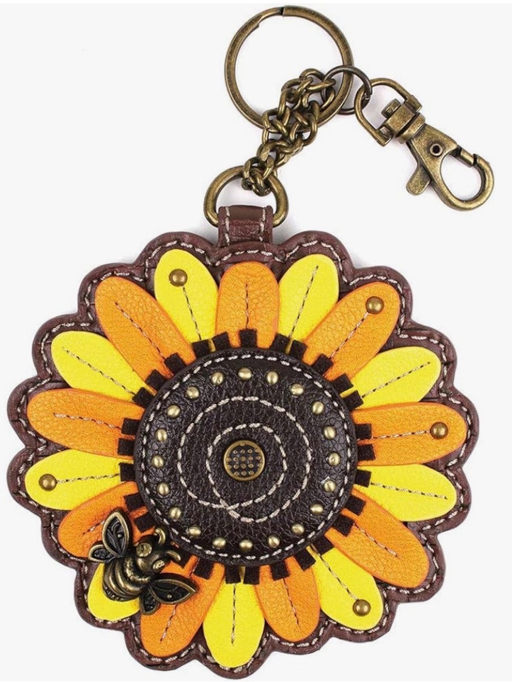 Chala Sunflower Appliqué Key Fob Coin Purse Bag Charm NWT